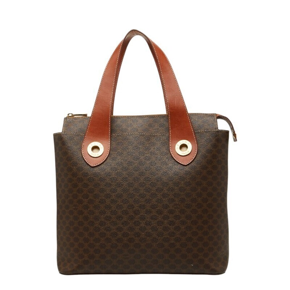 Celine Macadam Handbag Brown Leather